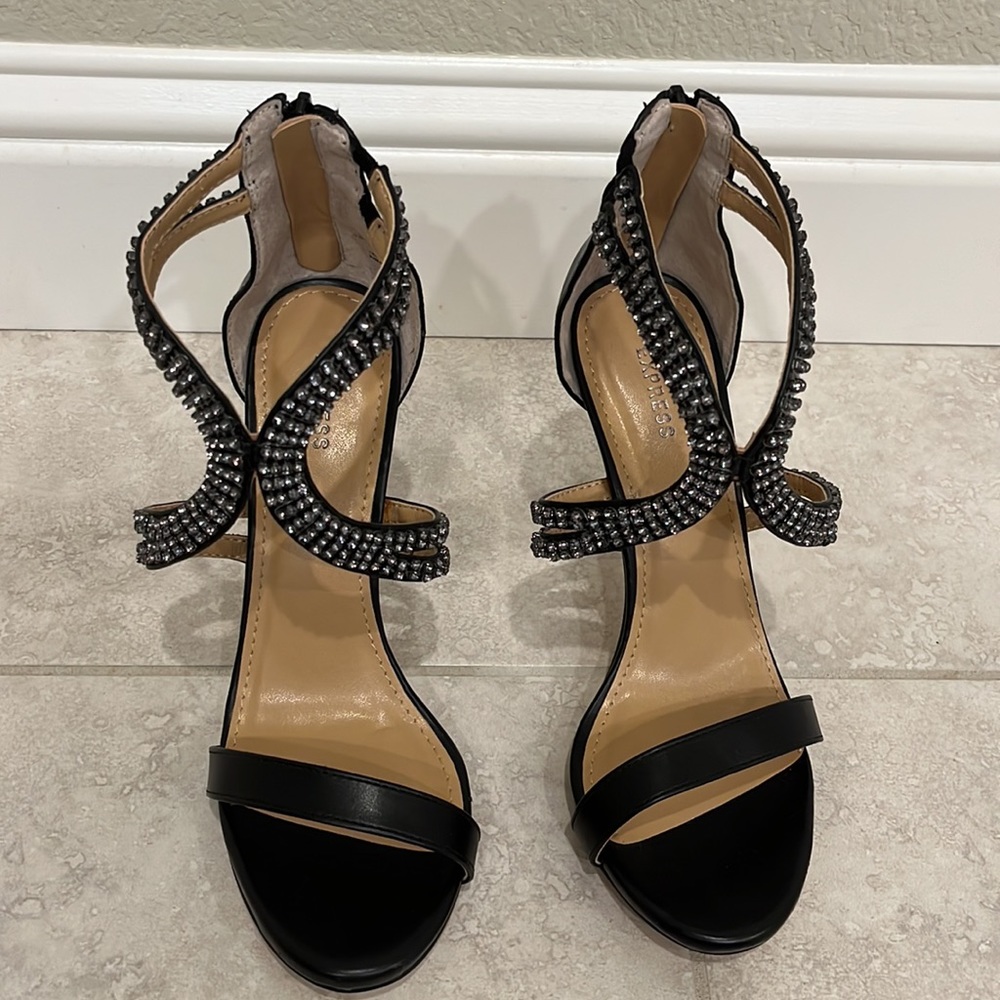 Express Black and Silver Strappy Heels - Picture 5 of 6